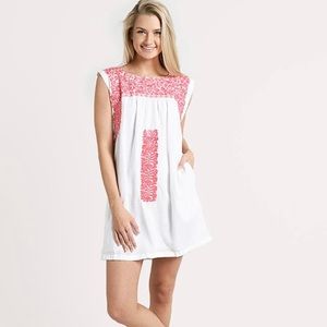 NWT$188 J.Marie Whitney embroidered floral shift dress size S, 39” bust, 34” L